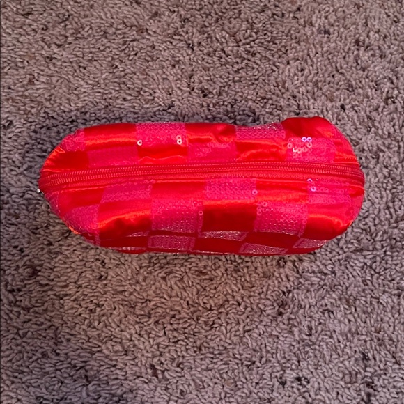 🌟5/$25 Sale🌟 Ulta Beauty Cosmetic Case Pink Orange Sequin Zipper Makeup Bag New - Picture 5 of 13